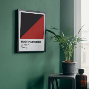 Póster Bournemouth Cherry Red and Black - White Border