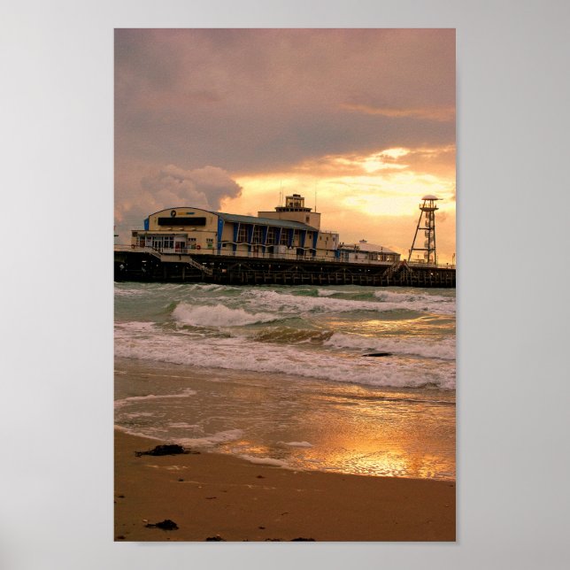 Poster Bournemouth Pier E Beach Dorset England (Frente)