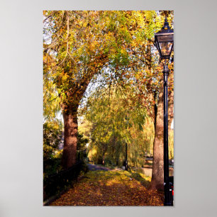 Poster Bourton on the Water Autumn Trees Cotswolds UK