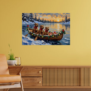 Poster Bouvier des Flandres Barco de Natal Feriado