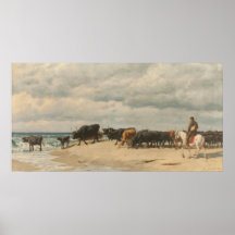 Bovinos ao lado do mar (por Eugène Burnand)