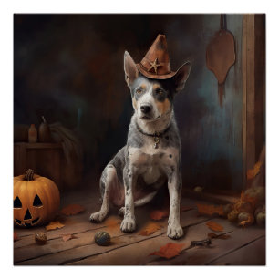 Póster Bovinos australianos abóboros no dia das bruxas as