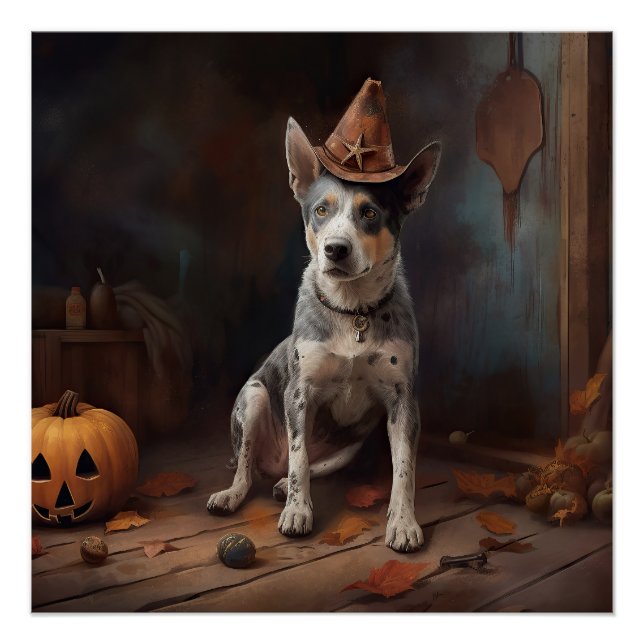 Póster Bovinos australianos abóboros no dia das bruxas as (Frente)