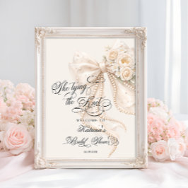 Poster Bow Floral Bridal Shower Welcome