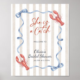 Poster Bow She’s a Catch Lobster Bridal Shower Welcome 