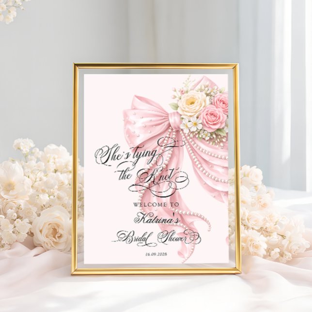 Poster Bow She's Tying the Knot Bridal Shower Welcome (Criador carregado)