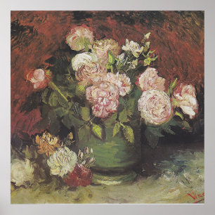 Poster Bowl com Peonies e Rosas de Vincent van Gogh   