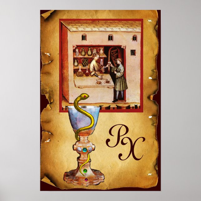 Póster BOWL DE HYGEIA MONOGRAM Medicine, Farmácia (Frente)