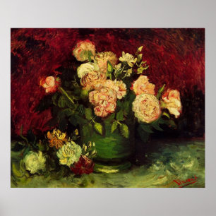 Póster Bowl de Peonies e Rosa, Vincent van Gogh