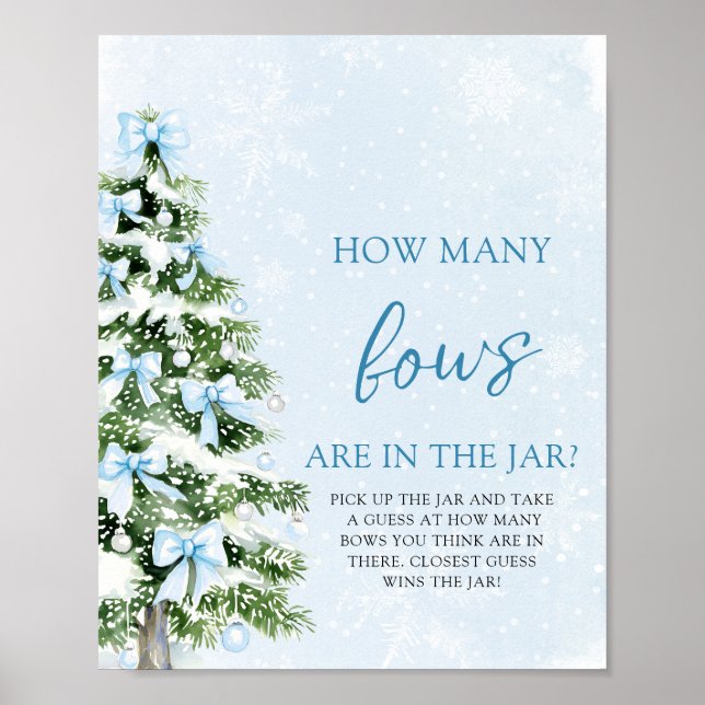 Poster Bows Christmas Guess How Many Bows Baby Shower  (Frente)