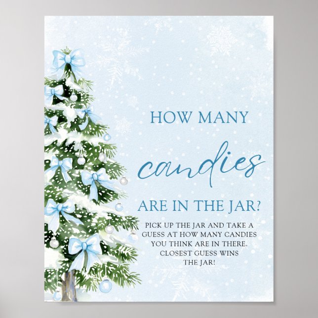 Poster Bows Christmas Guess How Many Candies Baby Shower  (Frente)