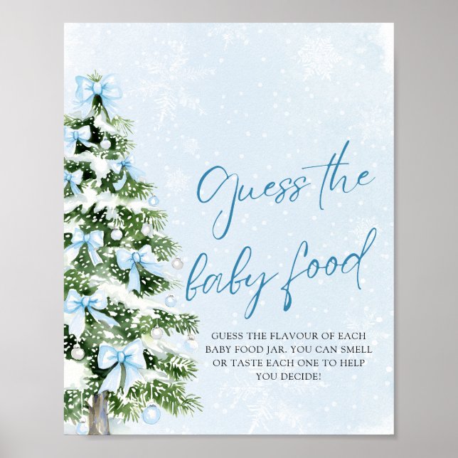 Poster Bows Christmas Guess the Baby Food Baby Shower (Frente)