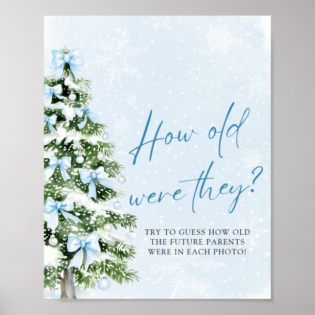 Poster Bows Christmas How Old Were They Baby Shower Game (Frente)