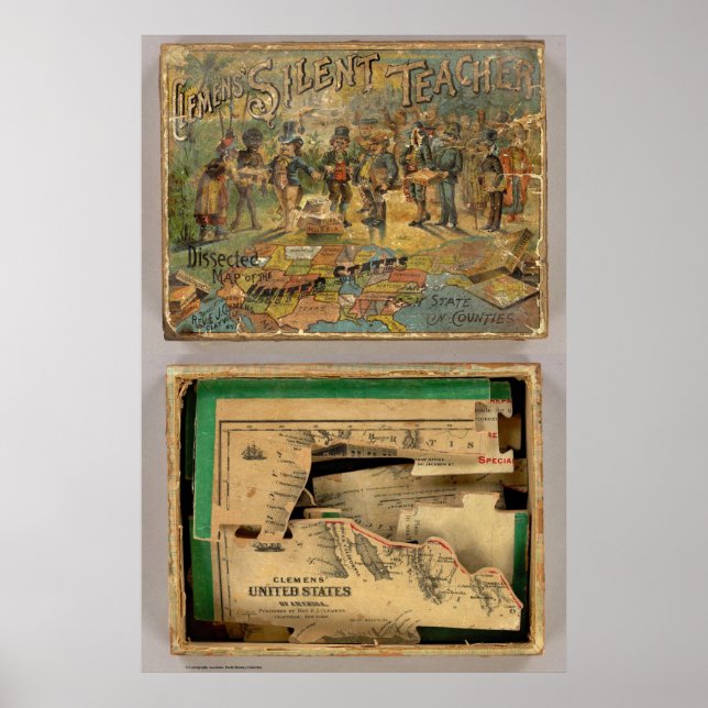 Póster Box Dissected map, Estados Unidos (Frente)