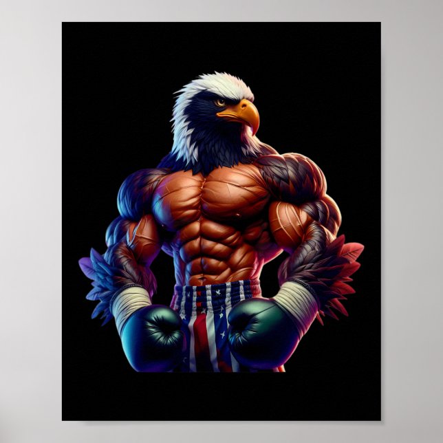 Poster Boxe Blackhawk Boxeador Kickboxer Lutador de MMA C (Frente)