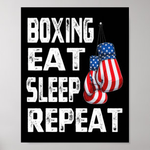 Poster Boxe Comer Dormir Repetir Academia Boxeador Kickbo