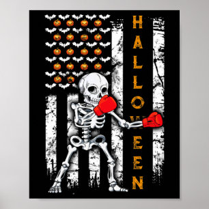 Poster Boxe de Esqueleto Halloween Boxeador Kickboxing Mm