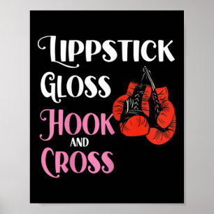 Poster Boxe Feminino Mma Kickboxing Lábios Brilho Hock A