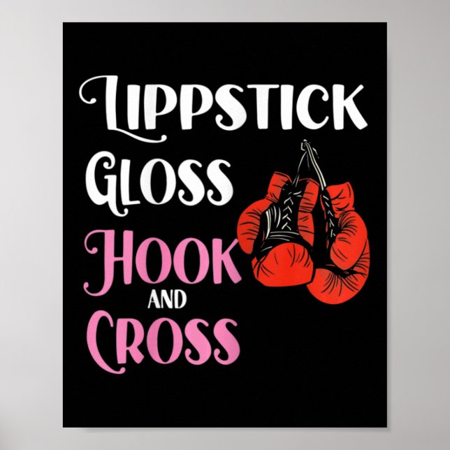 Poster Boxe Feminino Mma Kickboxing Lábios Brilho Hock A (Frente)