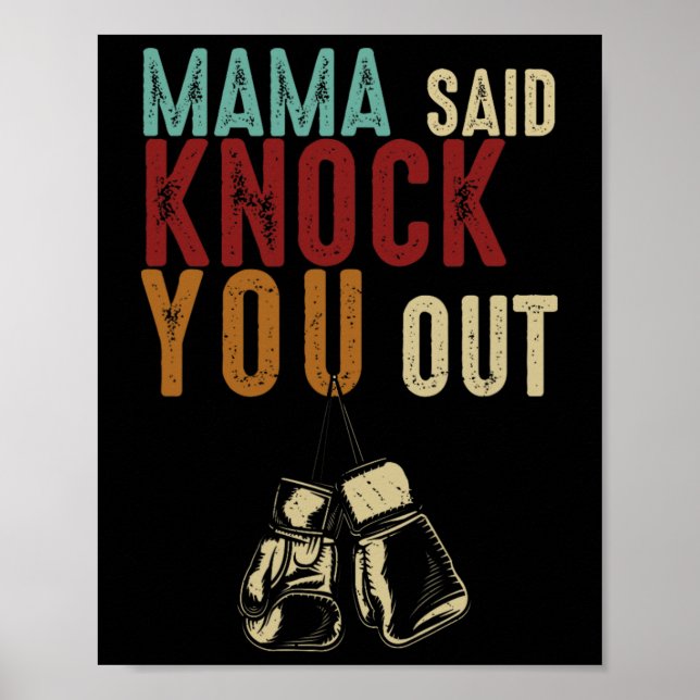 Poster Boxe Kickboxing Mama Disse Derrube Você Mãe Dia da (Frente)