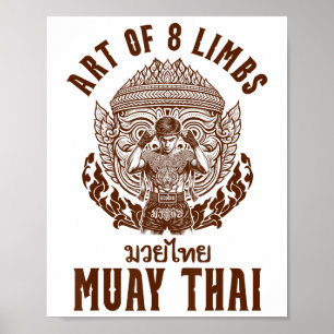 Poster Boxe Tailandesa Muay Thai Boxeador Arte dos 8 Memb