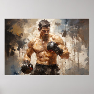 Poster Boxer Boxer Sport Painting Abstrato Art Decor