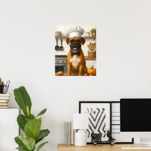 Poster Boxer Chef Engraçado na Cozinha para Cozinheiros C