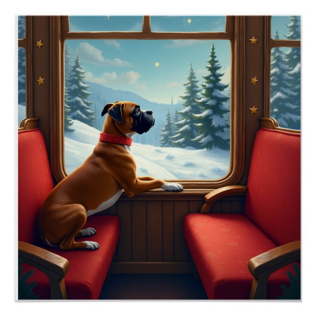 Póster Boxer Christmas Eve Train Ride Painting (Frente)