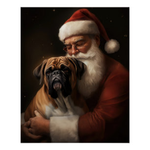 Póster Boxer com Papai Noel Natal Festivo
