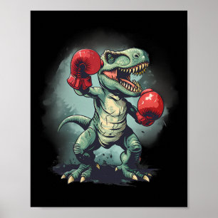 Poster Boxer Dinossaur Boxing Dino Kickboxing T-rex Boxin