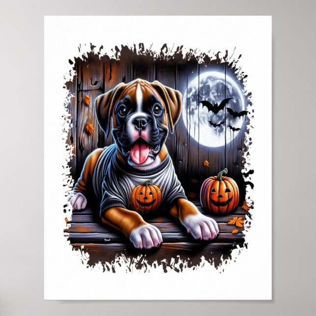 Poster Boxer Dog Halloween (Frente)