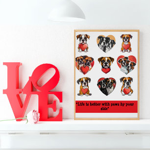 Póster Boxer Dog Love - Romanichel Watercolor