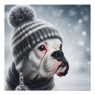 Póster Boxer Dog no inverno