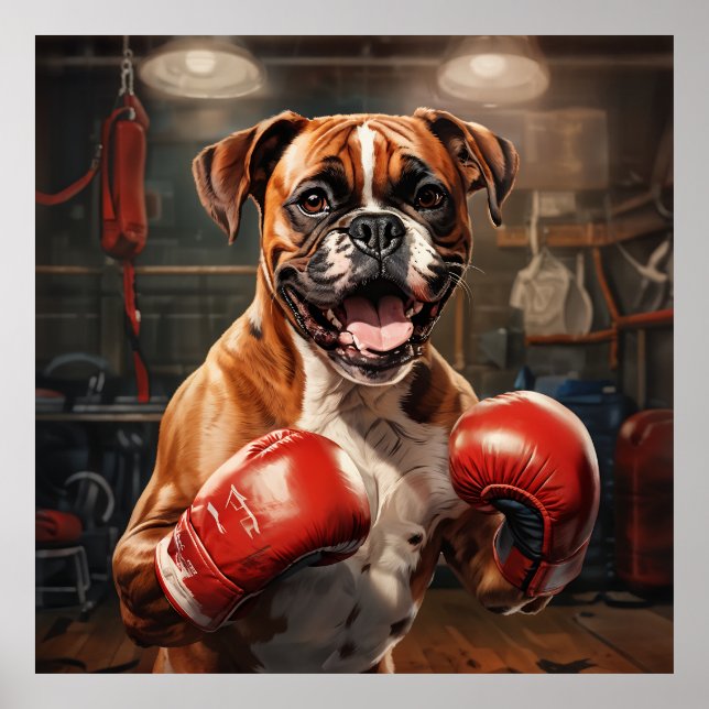 Poster Boxer Dog Practicage Box na Gym Vintage (Frente)