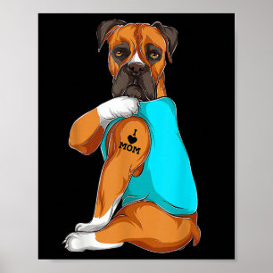 Poster Boxer I Love Mamãe Tattoo Roupa, Cachorro Mamãe Of