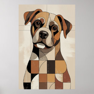 Poster Boxer Patchwork - Cão Geométrico