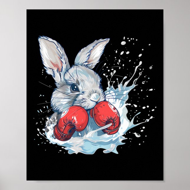 Poster Boxer Rabbit With Boxing Gloves Kickboxing Funny B (Frente)
