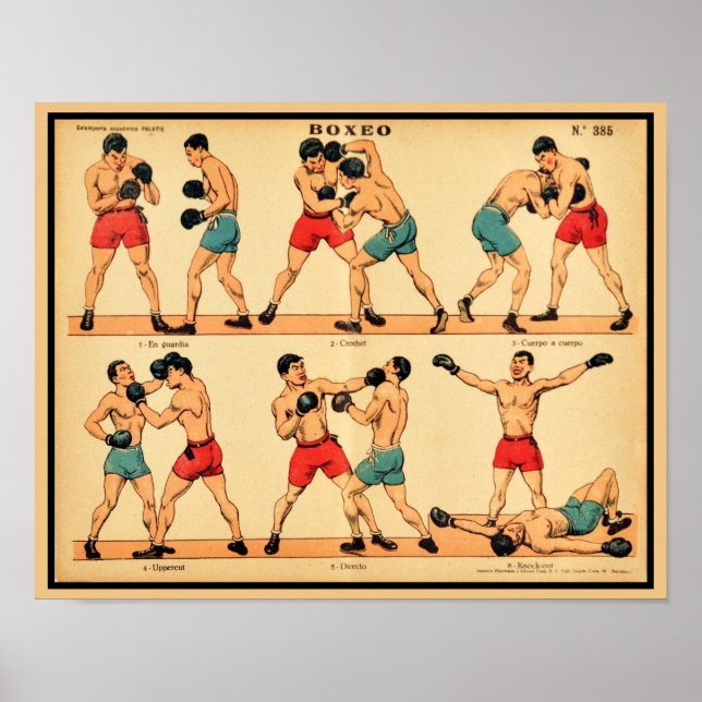 Poster Boxer Stance and Punches, 1920 (Frente)