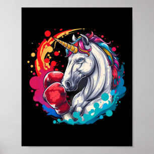 Poster Boxer Unicorn Com Luvas De Boxin Engraçadas