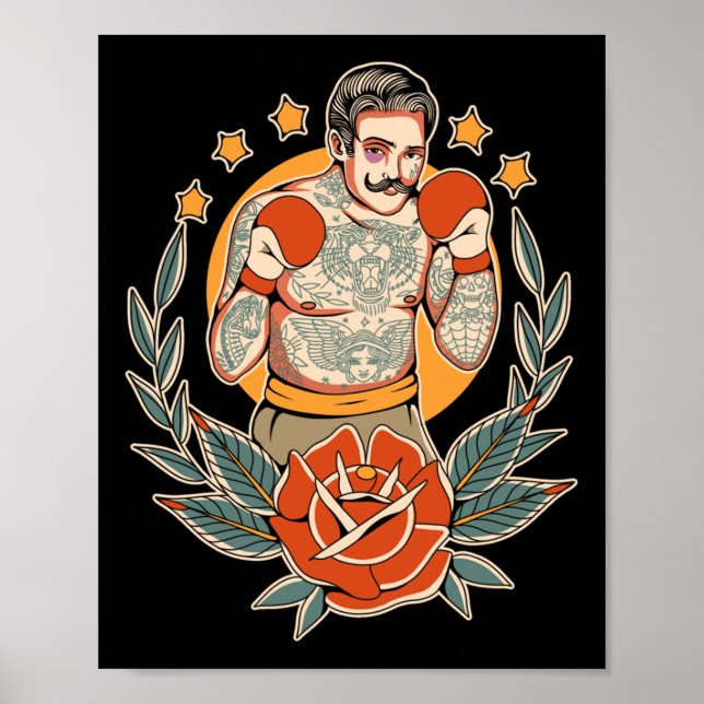 Poster Boxin Flash Edgy Boxin da Tatuagem Tradicional Ame (Frente)