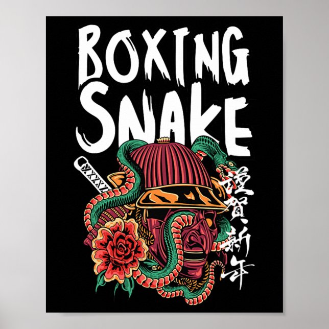 Poster Boxing Cobra Japonês Samurai Warrior Cobra Fighte (Frente)