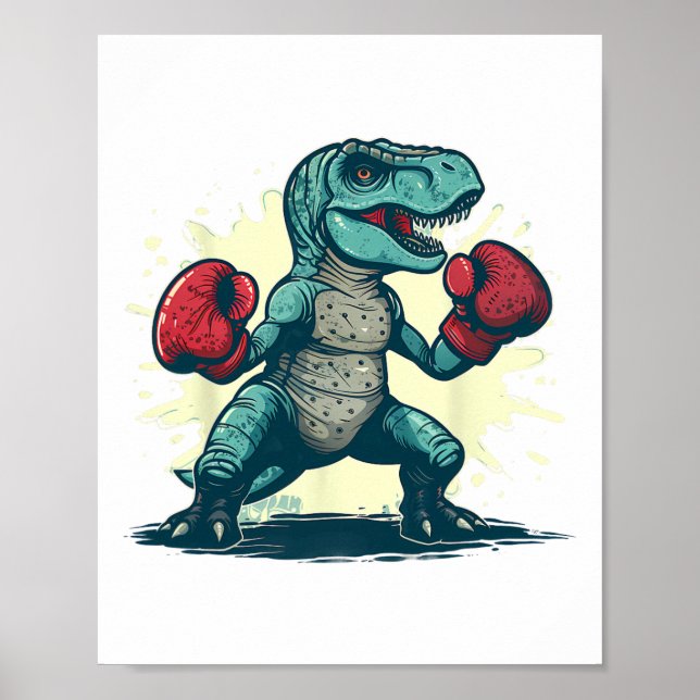 Poster Boxing Dino Boxer T-rex in a box do Dinossauro (Frente)