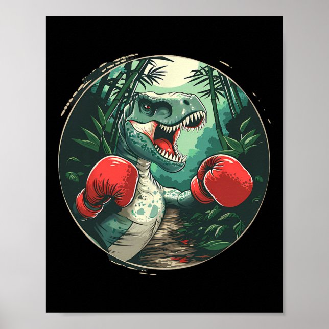Poster Boxing Dinosaur Boxer Dino Kickboxing T-rex Boxing (Frente)