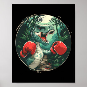 Poster Boxing Dinossaur Boxer Dino Kickboxing T-rex Boxin