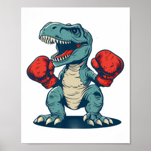 Poster Boxing Dinossaur Boxer Dino Kickboxing T-rex Boxin