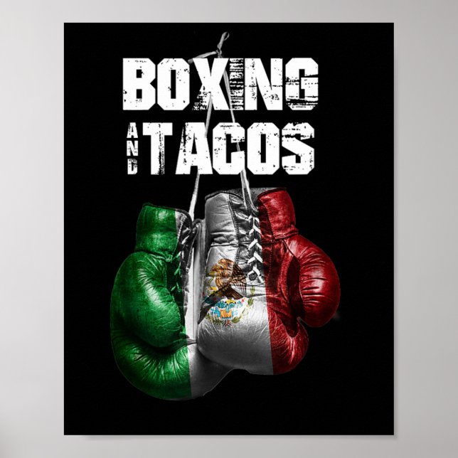 Poster Boxing E Tacos Engraçado México (Frente)