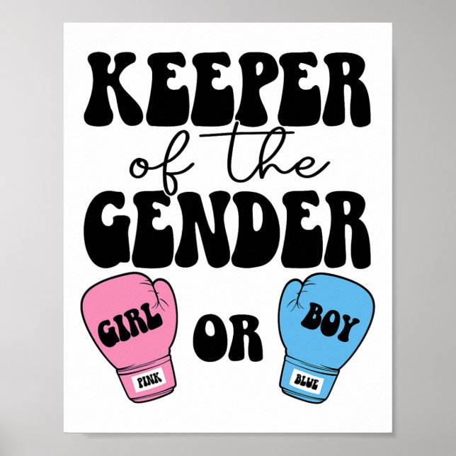 Poster Boxing Gender Reveal Idea Party Keeper Of The Gend (Frente)