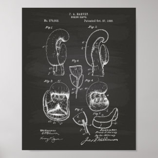 Póster Boxing Glove 1896 Patent Art - Chalkboard