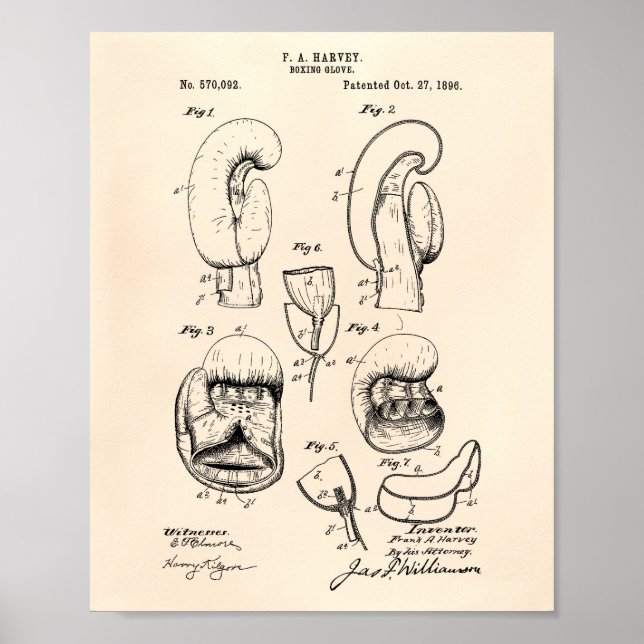 Póster Boxing Glove 1896 Patent Art - Old Peper (Frente)
