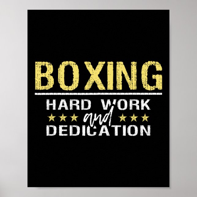Poster Boxing Hard Work And Dedication - Kickboxing Gym B (Frente)